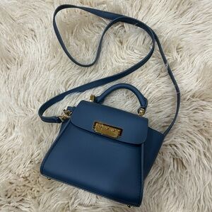 Zac Posen Eartha Iconic Mini Top Handle Leather Crossbody Blue